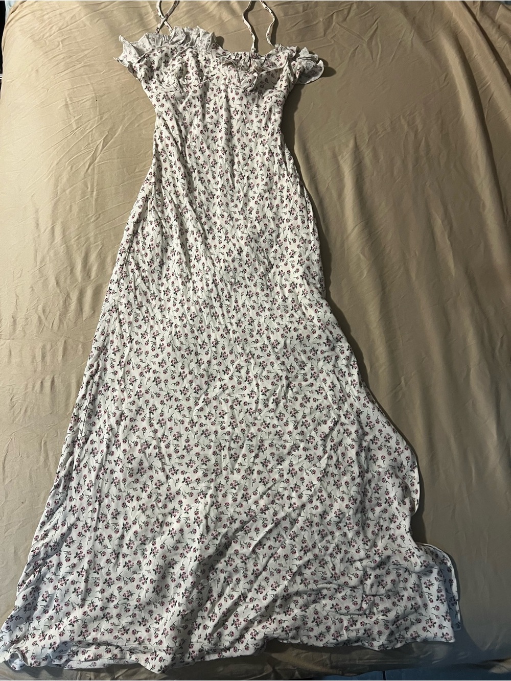 wild fable White Maxi Dress with Small Pink Floral Print